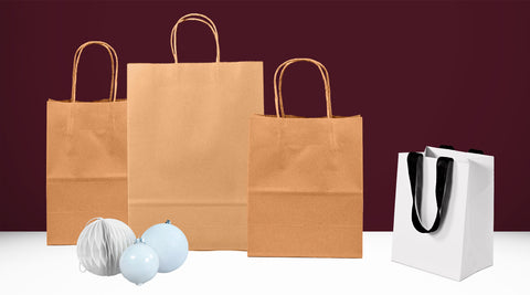 Brown and White Paper bags for Retail Packaging - NEON Packaging