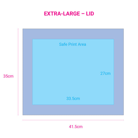 Image of safe print area for small blue premium magnetic gift boxes.