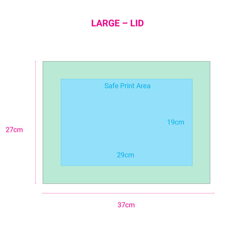 Image of safe print area for large mint green gift boxes printed in Australia