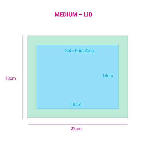 Image of safe print area diagram for medium mint green gift boxes