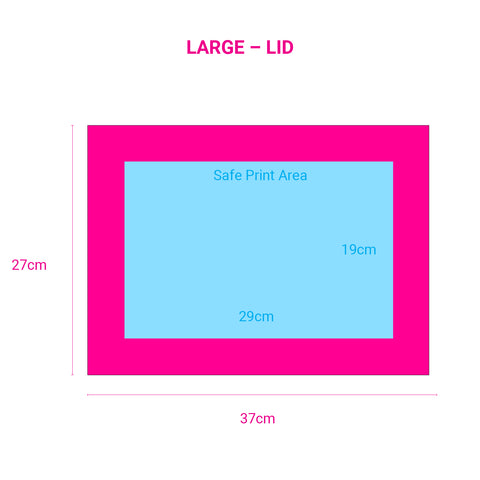 Image of safe print area for large pink magnetic gift boxes