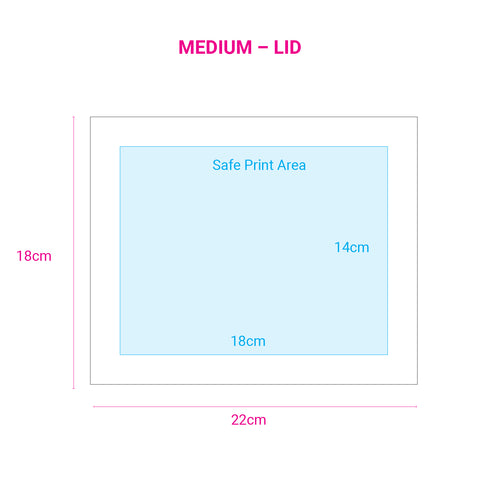 Image of safe print area diagram for medium white magnetic gift boxes