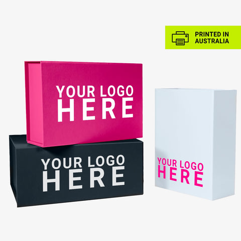 Image of Medium magnetic gift boxes in pink, white and black colours - size comparison