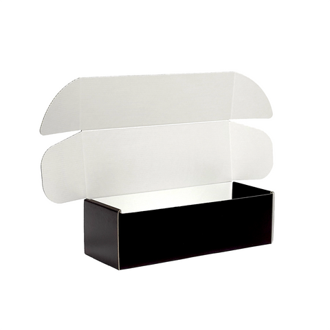 Image of one bottle black wine box with white inside