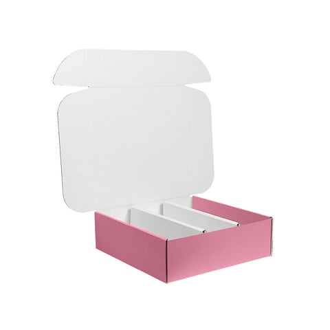 Image of Three Bottle Wine Box With Insert - Pastel Pink