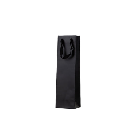 Image of Black Single Wine Bag - Ribbon Handles