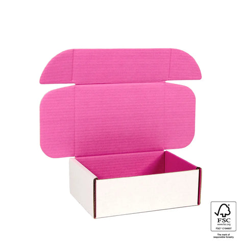 empty pink small mailing box