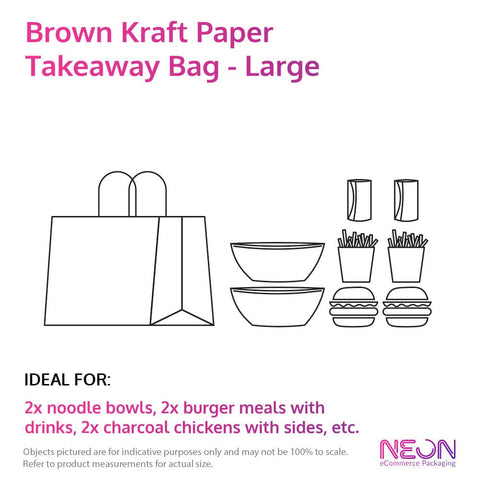 Image of Brown Kraft Paper Takeaway Bag - Large with ideal items to put inside