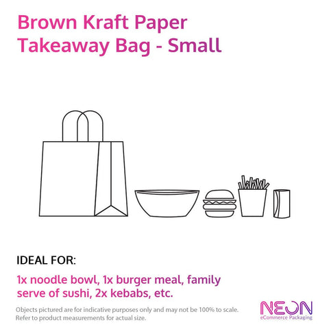 Image of Brown Kraft Paper Takeaway Bag - Small with ideal items to put inside