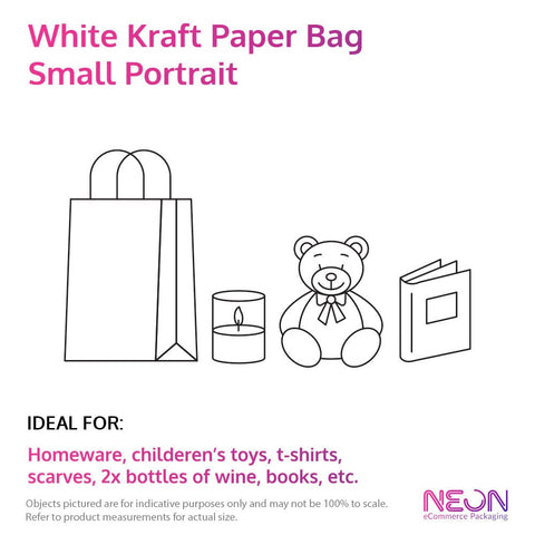 Image of White Kraft Paper Bag - Small Portrait size sample