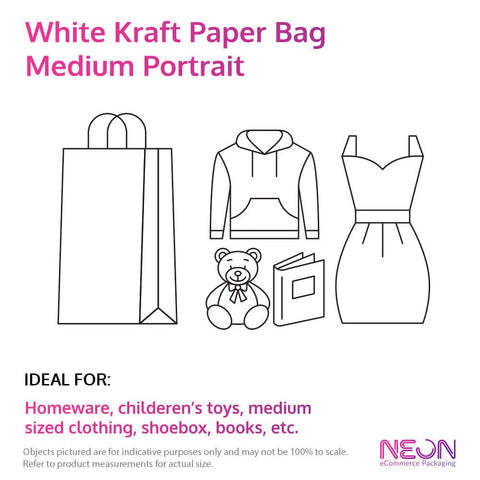 Image of White Kraft Paper Bag - Medium Portrait size comparison