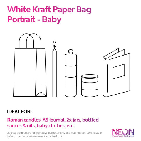 Image of White Kraft Paper Bag - Baby with items you can put inside