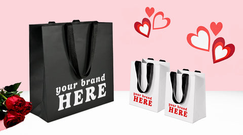 Woven Handles black and white custom printed Gift bags - NEON packaging