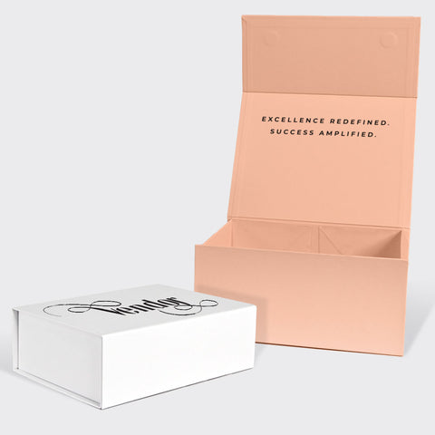 white and peach magnetic gift box