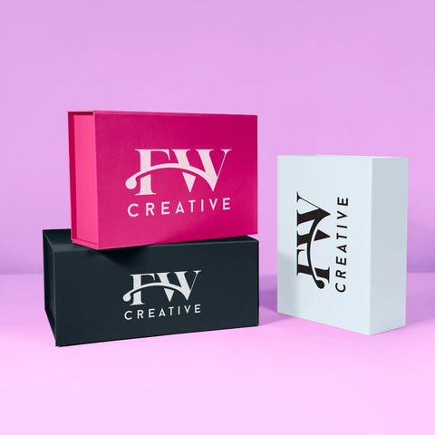 pink, black and white custom gift boxes