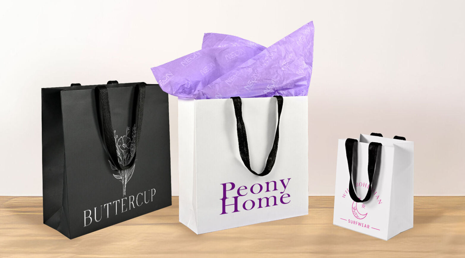 custom white and black paper bags