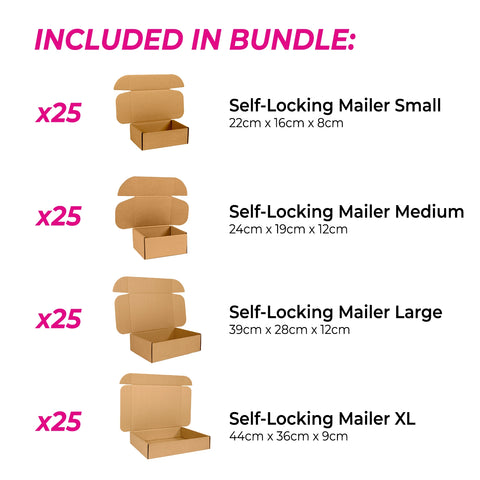 Image of Self-Locking Mailer Boxes Restock Bundle - Brown