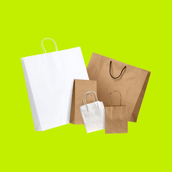 white and brown paper bags with handles