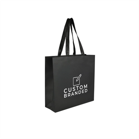 Image of Custom Printed Medium Black Premium Paper Bags