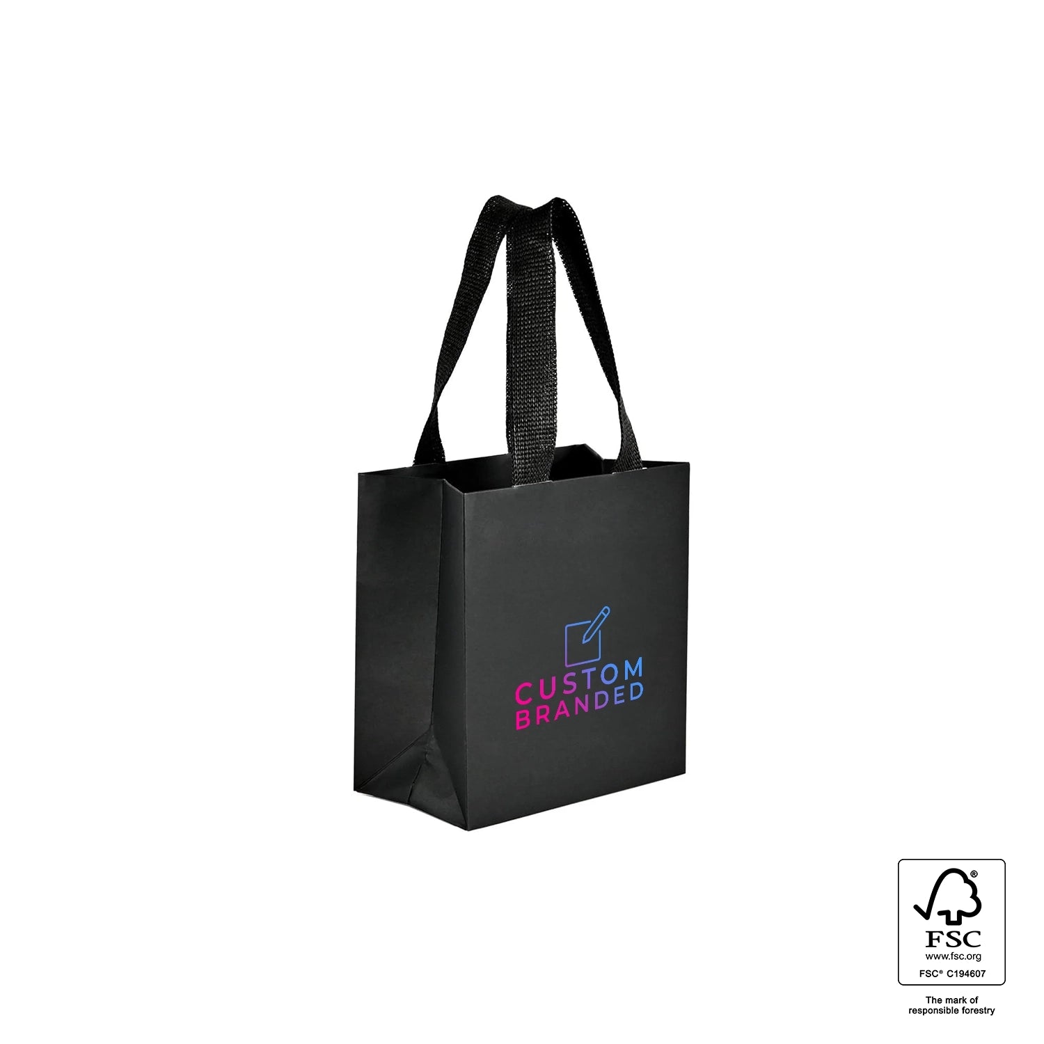 Premium Custom Paper Bags Black Small NEON Packaging