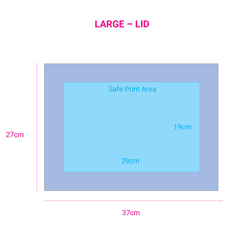 Image of Safe print area for large blue magnetic gift boxes.