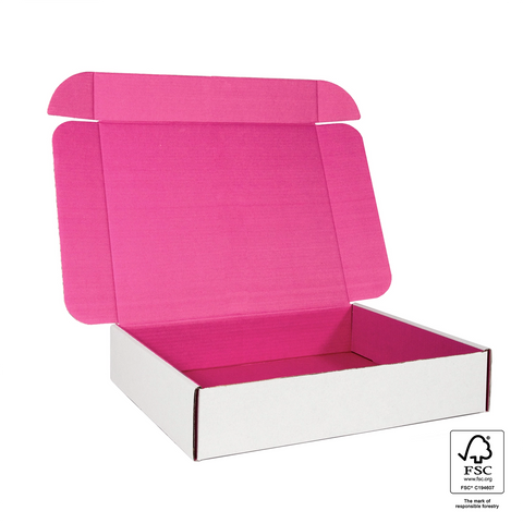 Image of White box with a pink interior on a white background