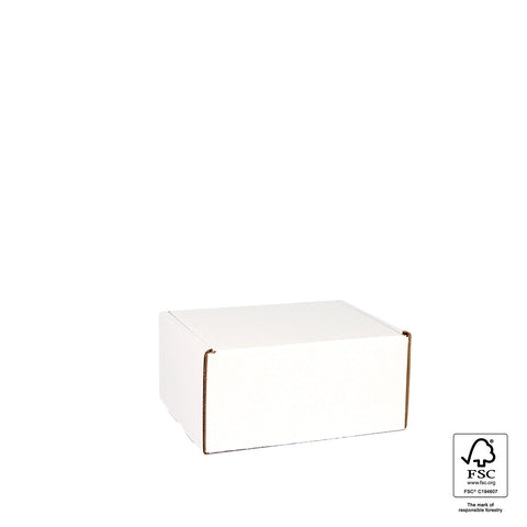 Image of White Mailing box with FSC logo on a white background