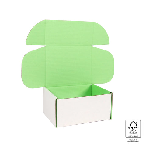 Image of Green and white box with FSC certification logo on a white background