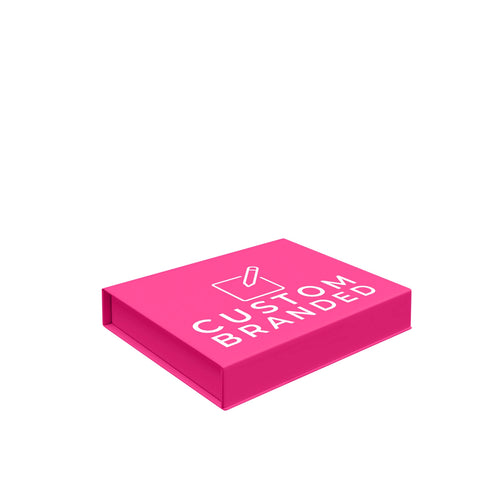 Extra-large custom printed neon pink magnetic gift boxes. Perfect for e-commerce or corporate gifting. Printed in Australia!