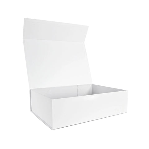 Large white gift box. Custom printed with your logo for e-commerce or gifting with strong magnetic closure.