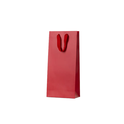 Image of Red Double Wine Bag - Ribbon Handles