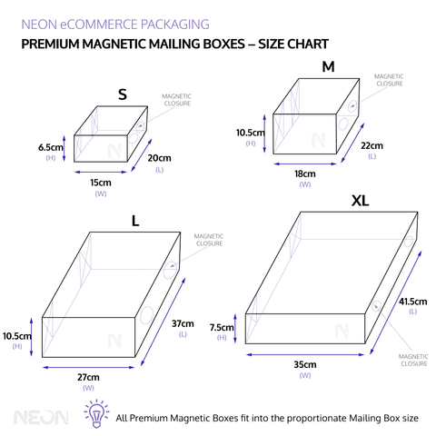 premium magnetic gift box size chart