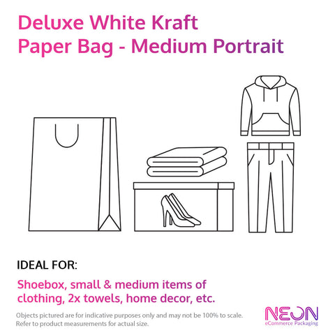 Deluxe White Kraft Paper Bag - Medium