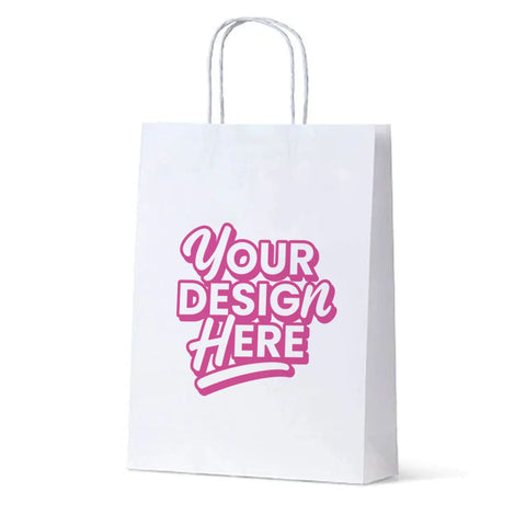 Image of Custom Printed White Kraft Paper Bag - Small