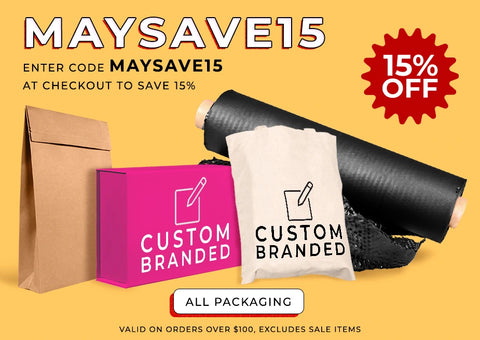 MAYSAVE15 - Get your packaging discount this May | NEON eCommerce Packaging