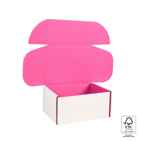 empty pink medium mailing box