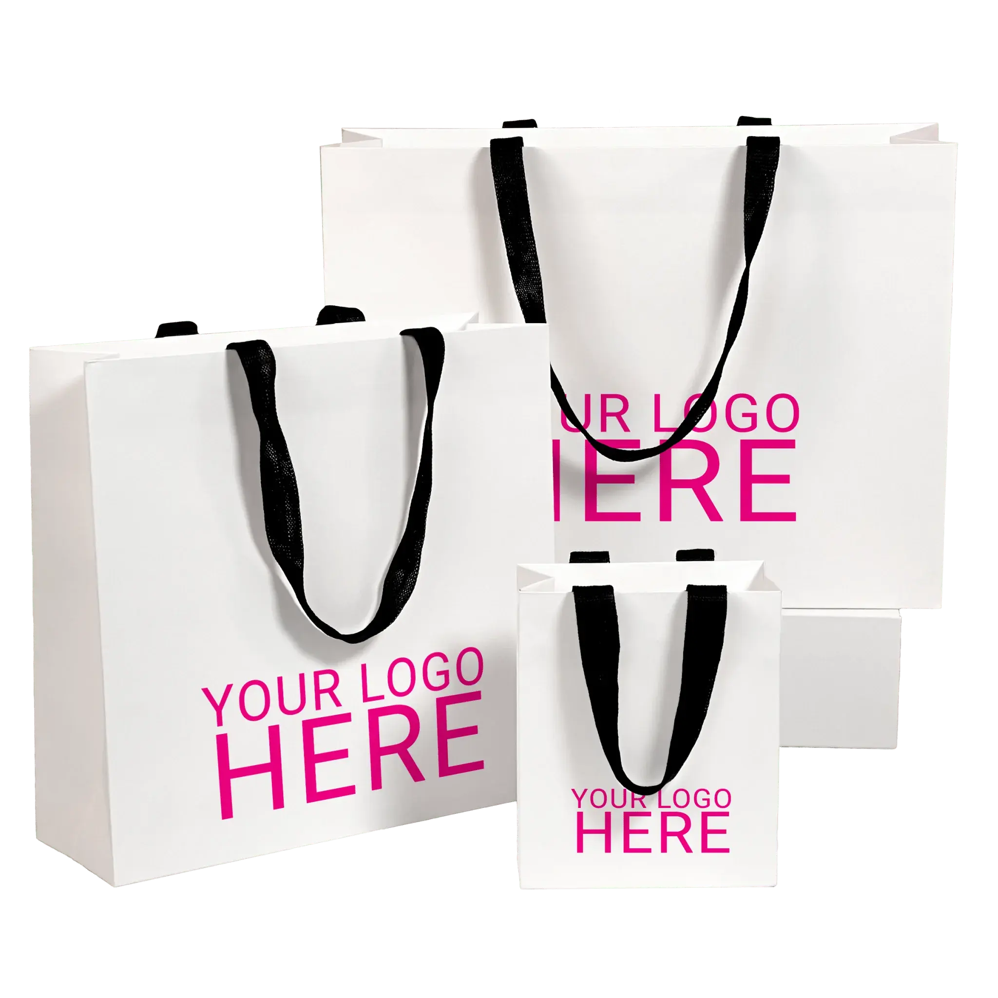 Premium White Custom Paper Bags - Large - NEON eCommerce Packaging