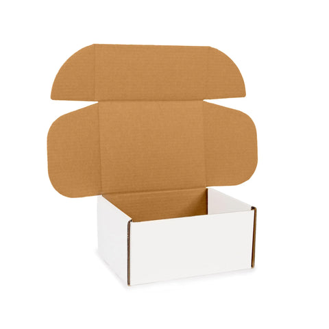 white and brown medium mailing box