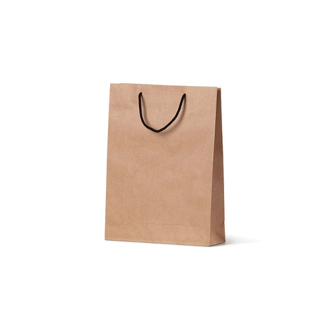 Deluxe Brown Kraft Paper Bag - Small Portrait with black handle