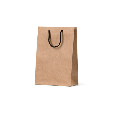 NEON - Deluxe Brown Kraft Paper Bag - XS Portrait with black handle