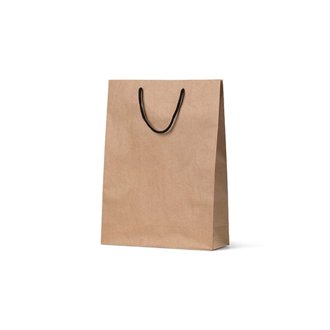 NEON - Deluxe Brown Kraft Paper Bag - S/M Portrait with black handle