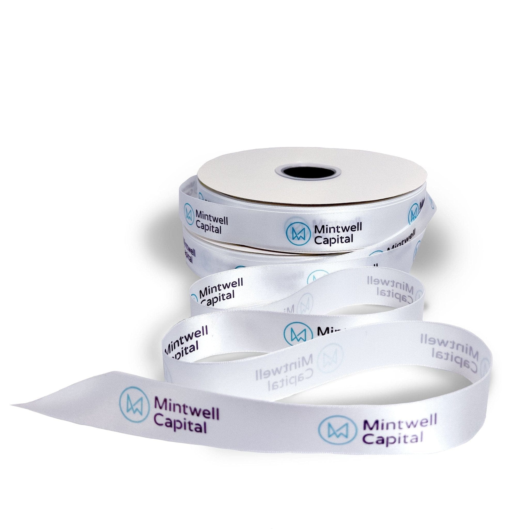 Custom White Satin Ribbon Printed Full Colour Brand/Logo - NEON eCommerce Packaging
