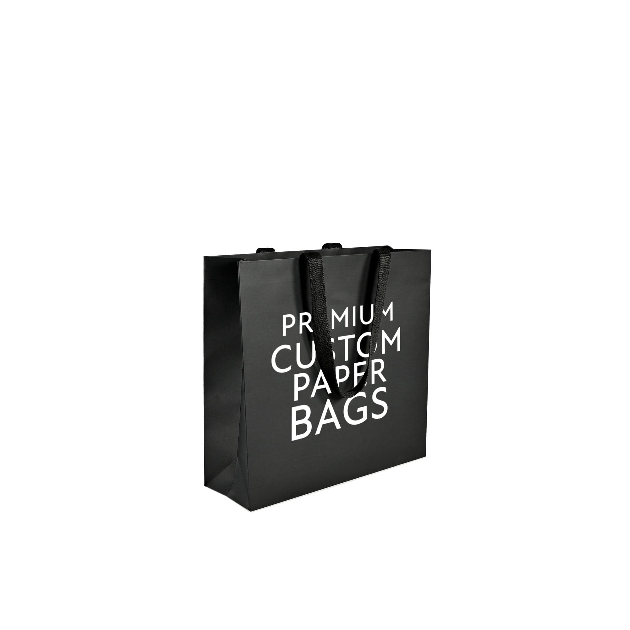 black custom paper bag with woven handle