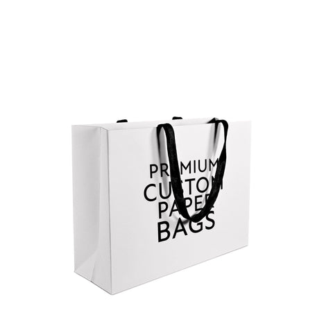 white custom paper bag with black handle