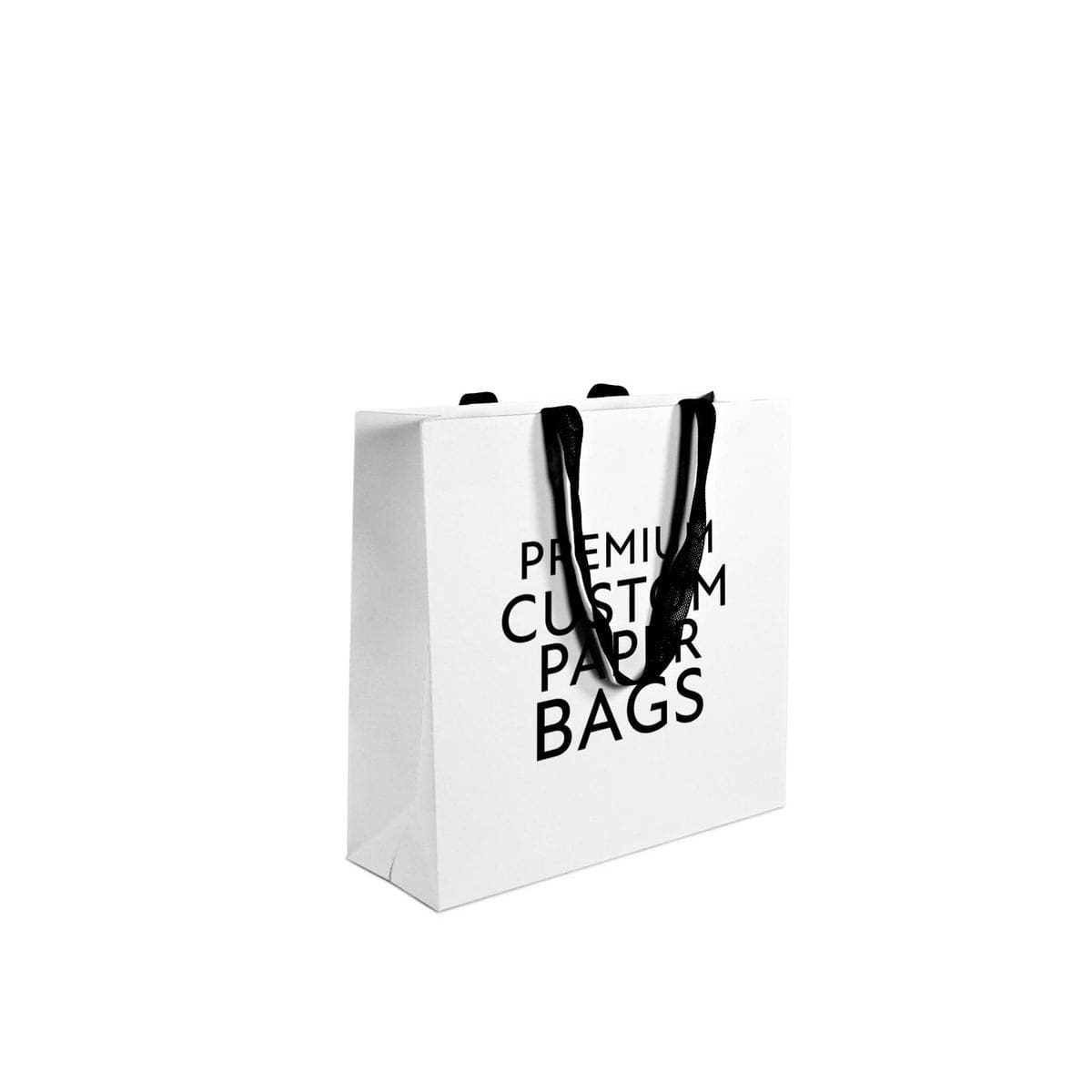 black handle white custom paper bag