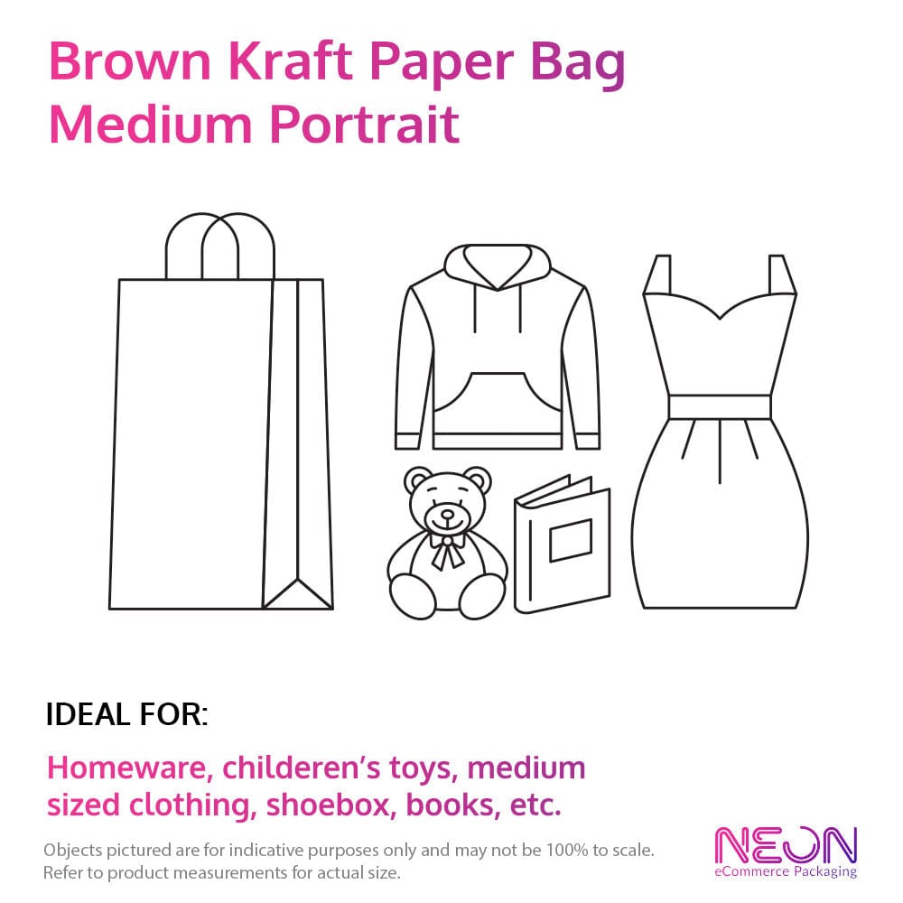 Brown Kraft Paper Bag - Medium Portrait with ideal items to put inside