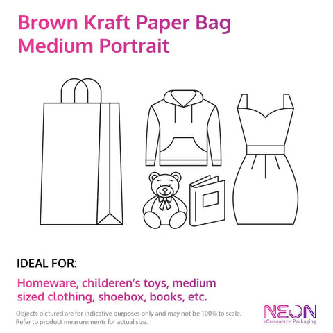 Brown Kraft Paper Bag - Medium Portrait with ideal items to put inside