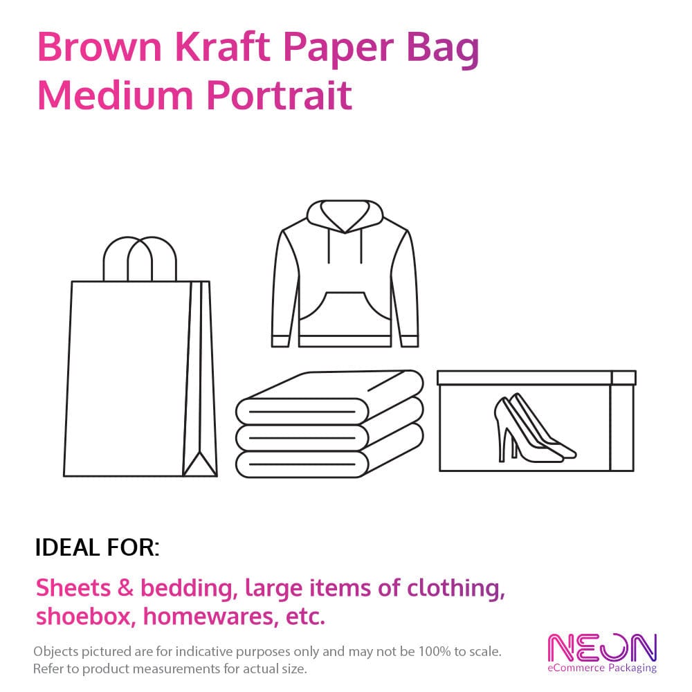 Brown Kraft Paper Bag - S/M Portrait with ideal items to put inside