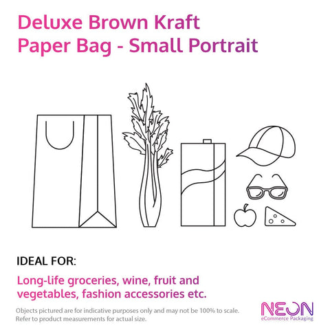 Deluxe Brown Kraft Paper Bag - Small Portrait with ideal items to put inside