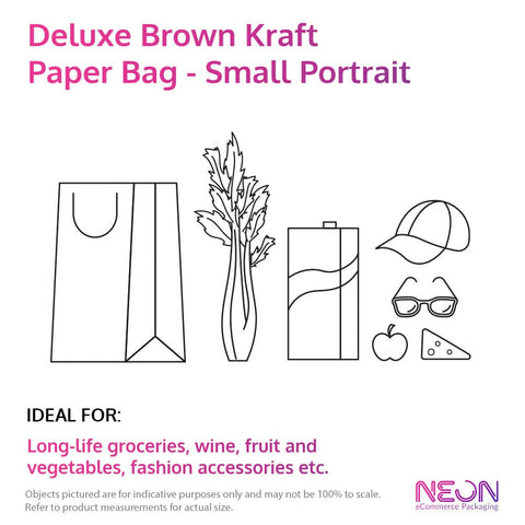 Deluxe Brown Kraft Paper Bag - Small Portrait with ideal items to put inside